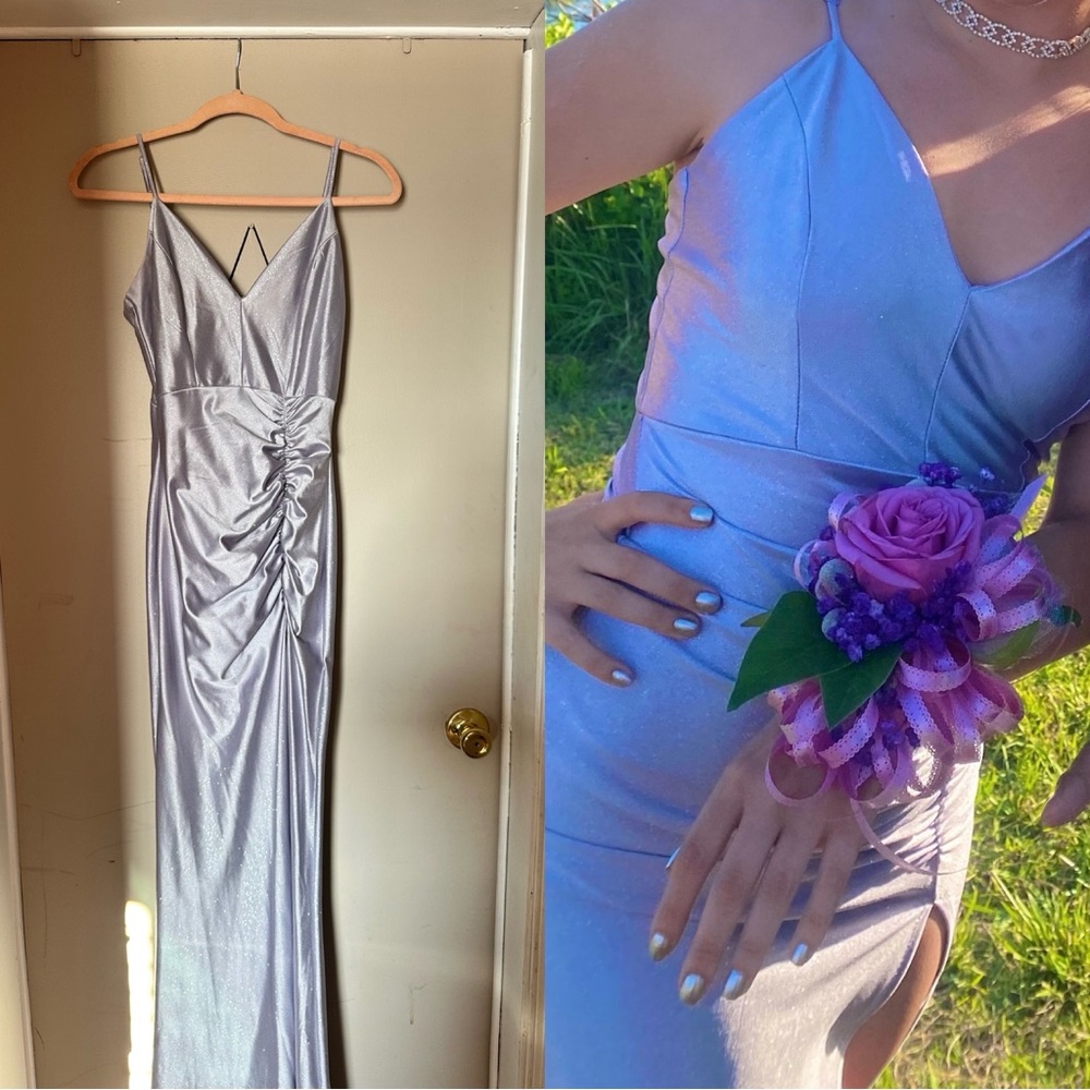 Chic Lilac Satin Prom Dress